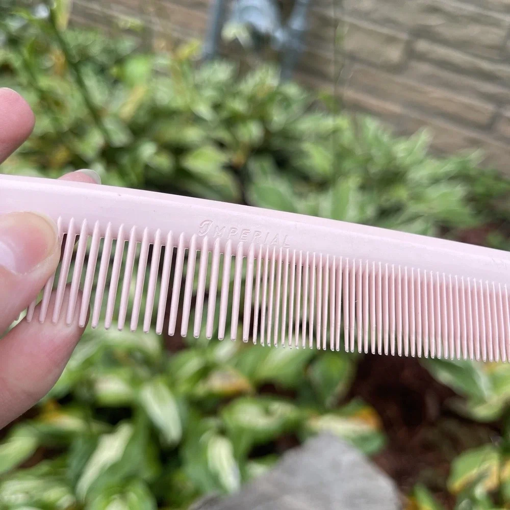 Vintage Light Pink Plastic Hair‎ Comb USA Wide Purse Pocket Unbreakable USED